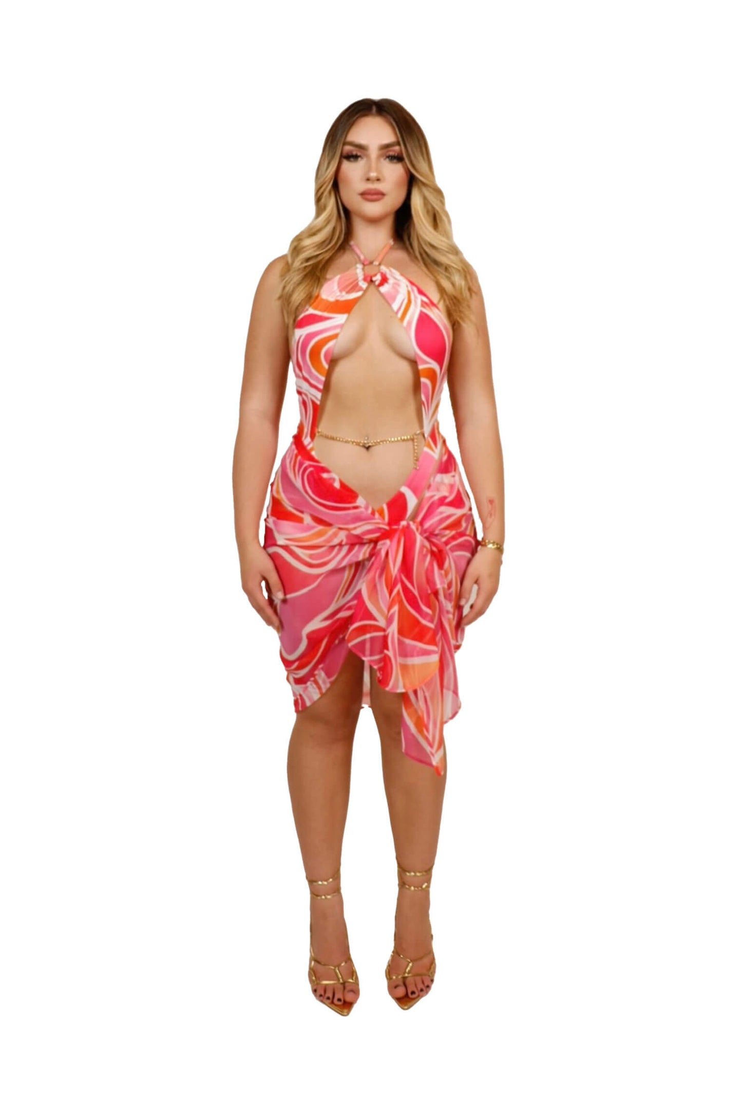 pink abstract sarong, pink sarong, chiffon sarong, vacation sarong, swim sarong, abstract print sarong, y2k swim, y2k sarong